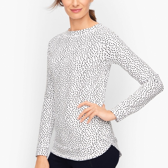 Talbots Black and White Polka Dot Blouse classic casual wear - Picture 4 of 6
